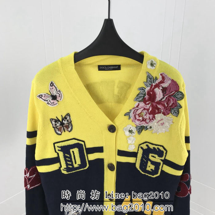 DＧ杜嘉班納 專櫃同步 王俊凱同款 撞色花卉裝飾 寬鬆版針織毛衣 男女同款 ydi1361